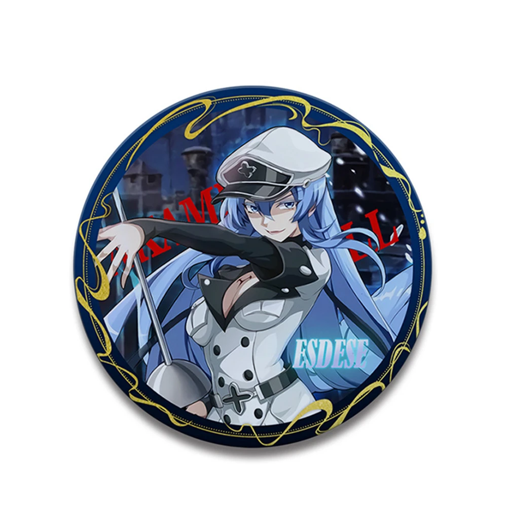 58mm 애니메이션 아카메 가 킬! 타츠미 아카메 미네 레오네 루보크 코스프레 의상 배지 핀 SPTE 틴플레이트 브로치 ﻿   프롭 골프