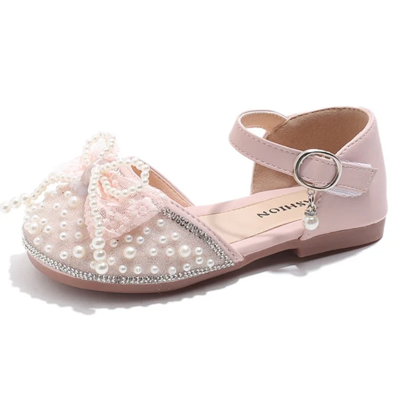 

Children's Leather Shoes Fashion Bow Tie Girls' Princess Shoes Summer New Soft Sole Closed-toe Baby Kid's Flat Sandals