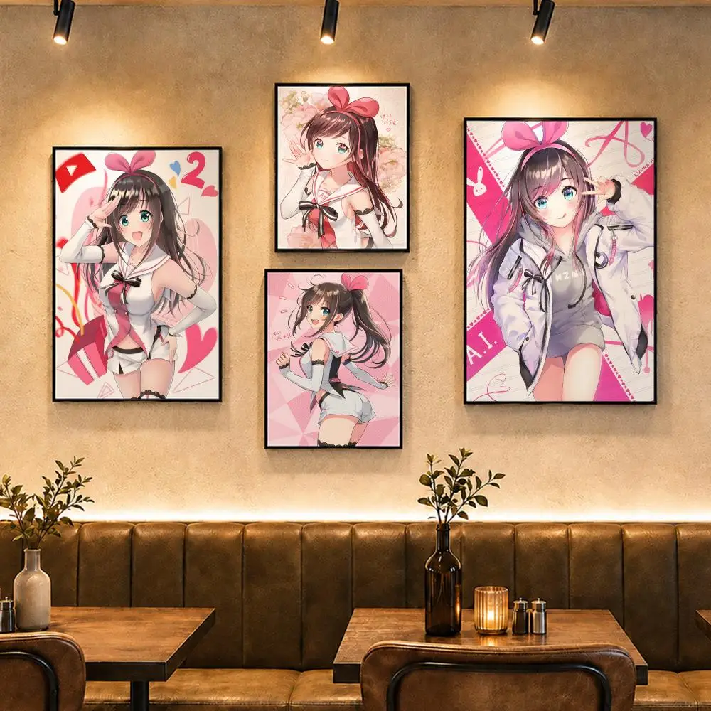 Virtual Idol K-Kizuna AIS Poster Vintage Retro Anime Poster Stickers Peel and Stick Wall Art Home Decor