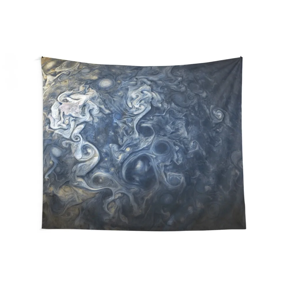 Swirling Blue Clouds of Planet Jupiter from Juno Cam Tapestry House Decoration Aesthetic Room Decors Tapestry