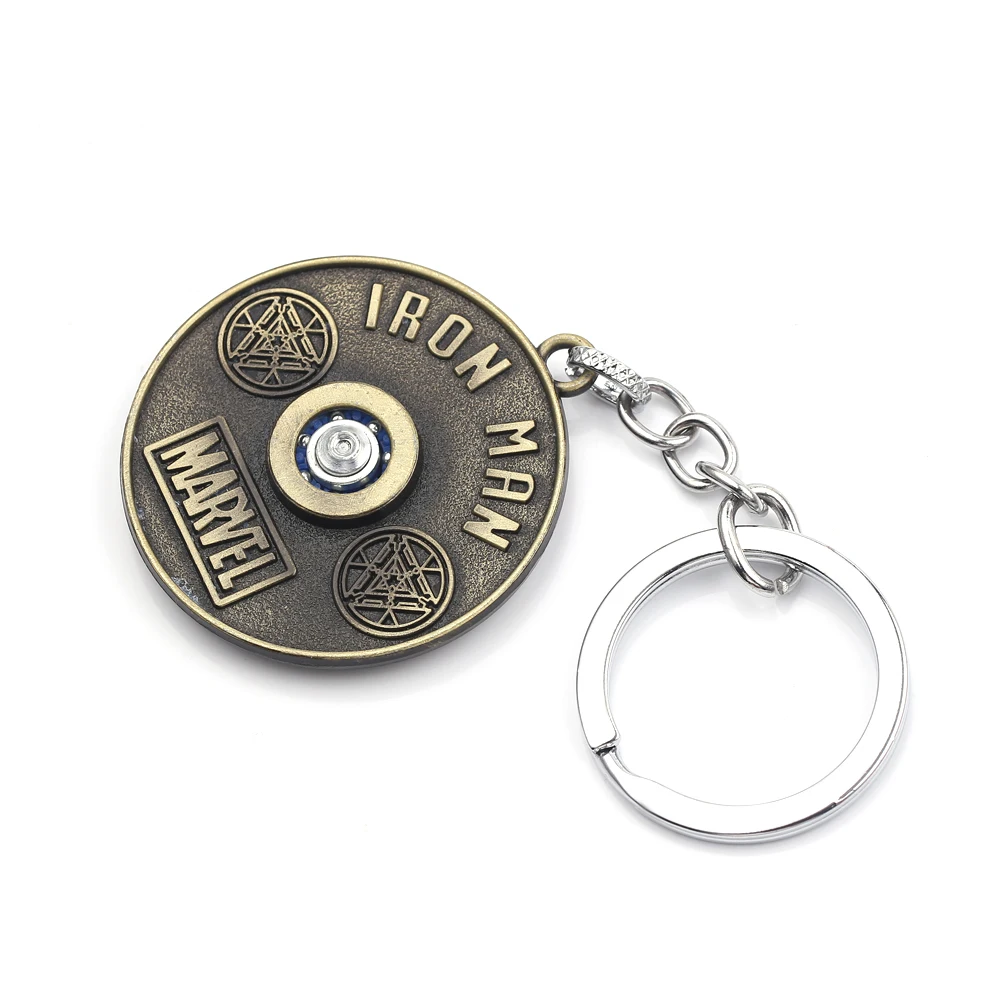 Marvel Avengers Superhero Iron Man Keychain for Men anxiety Jewelry Fun Rotate Decompress Keyrings Backpack Key Holder Pendant image 2