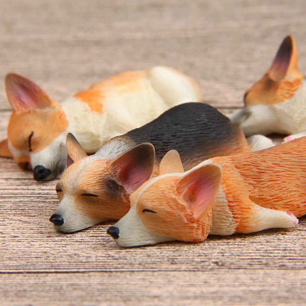 Decorative Corgi Dog Garden Miniatures Ornament Resin Fairy Animal Figurine for Outdoor Backyard Decoration