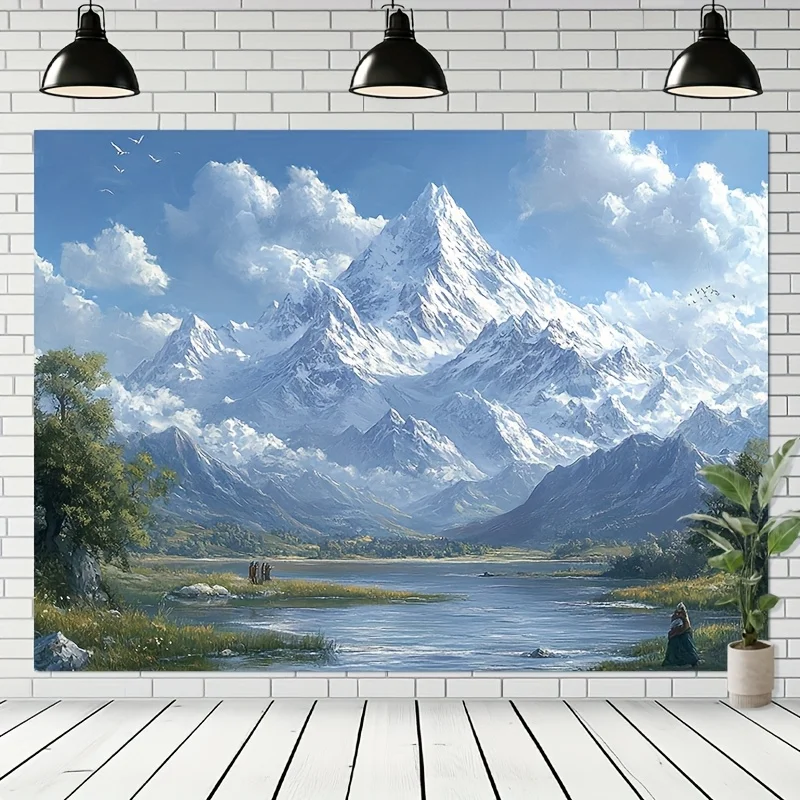 1pc Tranquil Lake and Mountain Scenery Tapestry -Polyester Fabric, Machine Washable, Suitable for Bedroom Living Room Decoration