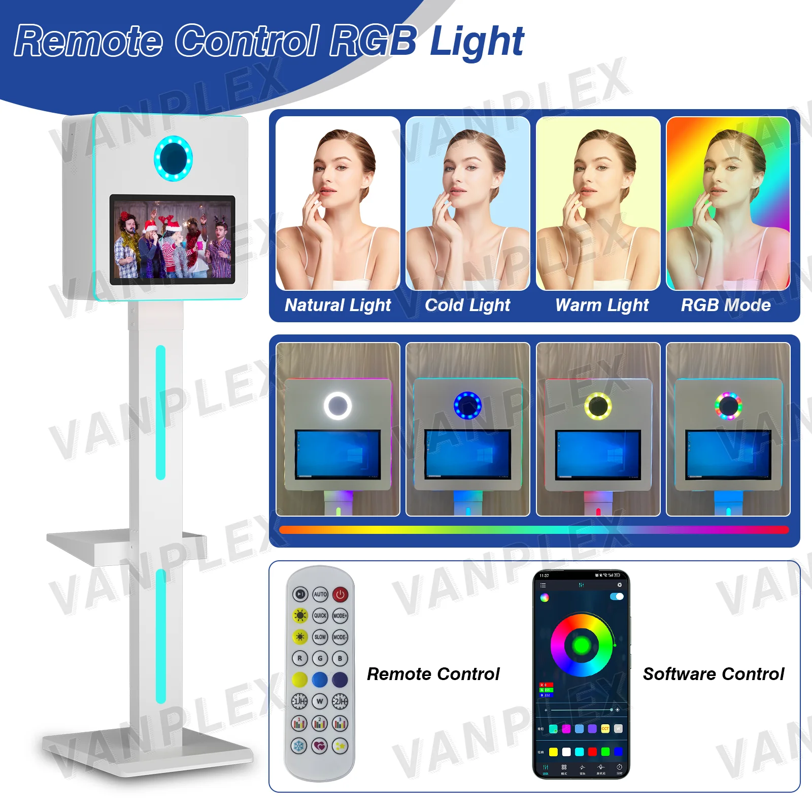15.6 Inch  Photo Booth Machine Compact Square Mirror Touch Screen Portable Indoor Outdoor Rental Easy Setup 2-Year Warranty