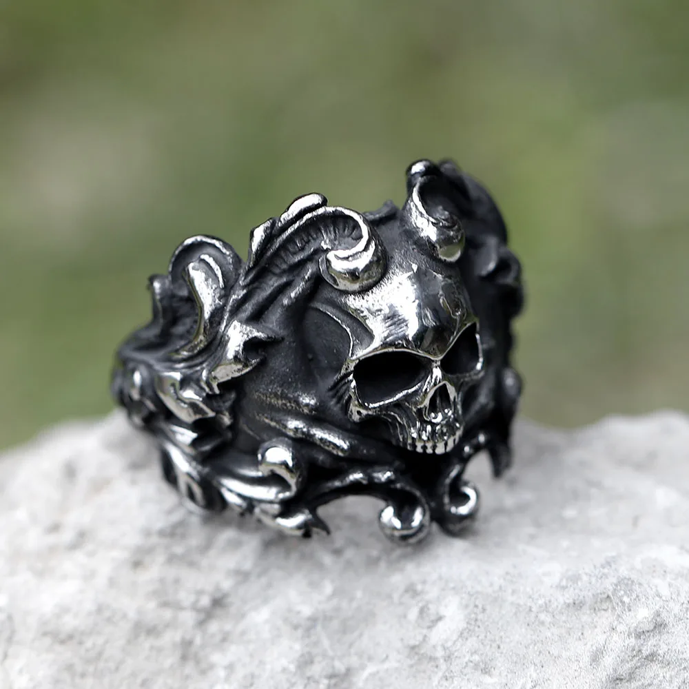2022 NEW Men\'s 316L stainless-steel rings Calvarium Skull Devil RING for gothic decorative pattern Jewelry Gift free shipping