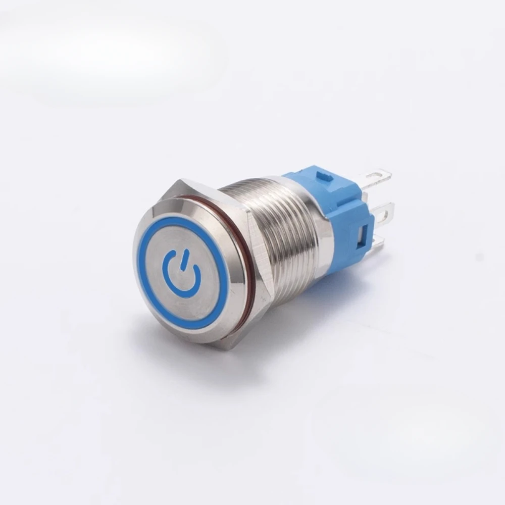 16mm Metal Button Circular Switch Self-locking Self-resetting LED Light Circular Power Supply Waterproof Panel Economical Button