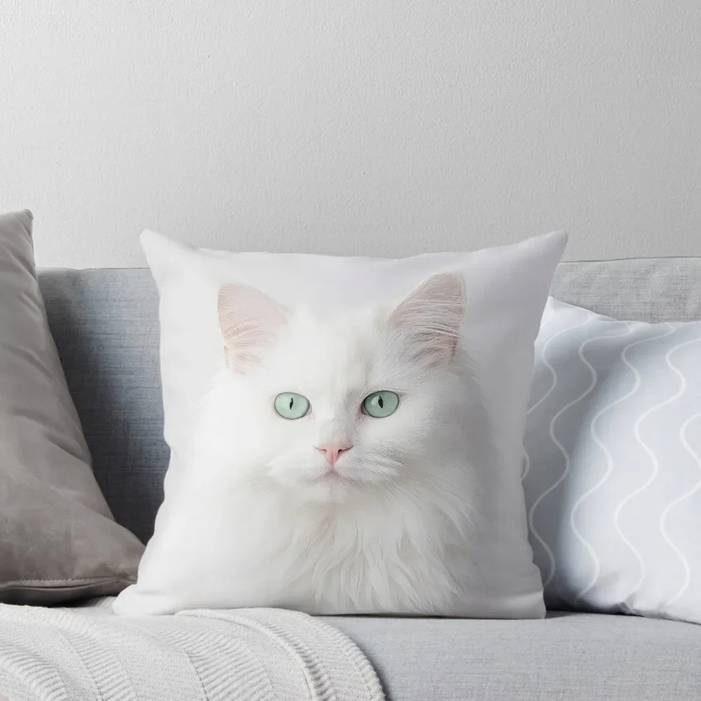 White Persian Cat with Green Eyes Throw Pillow christmas decorations 2025 Pillow Cases Sofa Cushions Covers pillow