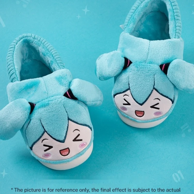 Autunno inverno Hatsune New Miku Home Shoes Anime periferiche Cartoon Cute Warm Plush Slipper Indoor antiscivolo Blue Gift Kids Adult