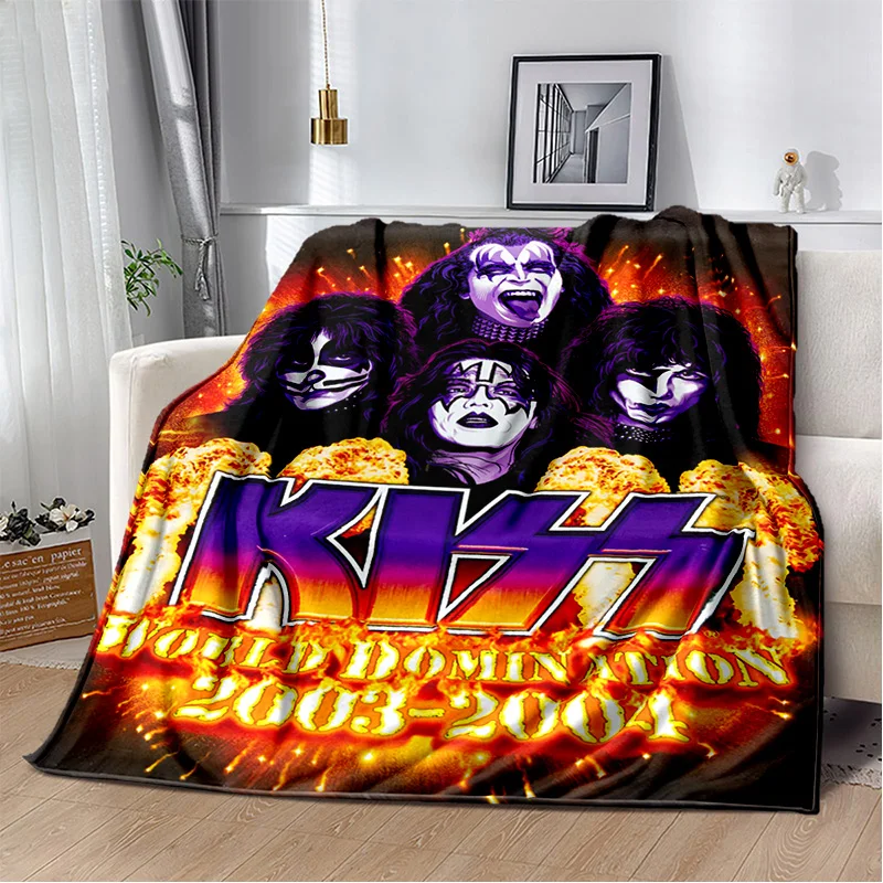 

Kiss band Throw Blanket Heavy Metal Rock Music Blanket Adults and Children Bedroom Living Room Decor Gift Travel Camping Blanket