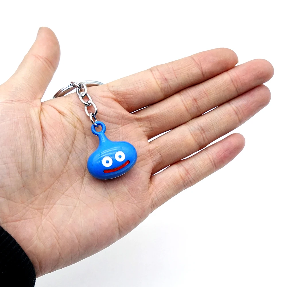 Game Dragon Quest Warrior Kuesuto Keychain Blue Cute Pendant Keyring Game Jewelry Leather Chains Necklace Slime Accessory Men