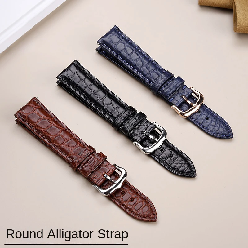 Crocodile Skin Watch Strap For CARTIER Tank CLÉ DE Bracelet Leather Watchband 16mm 17mm 18mm 19mm 20mm 21mm 22m Black Blue Brown