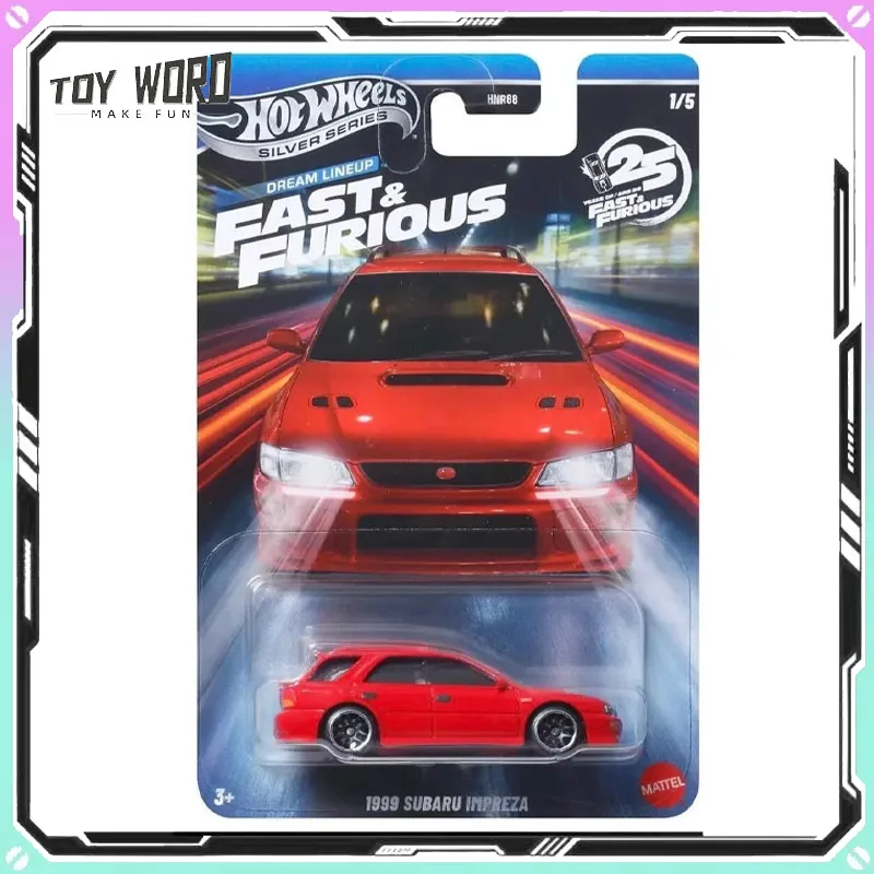 1:64 Nowe Hot Wheels Srebrne Auta z Serii FAST & FURIOUS Model HNR88 Model Auta ze Stopu Nissan Subaru Auta Kolekcjonerskie na Prezent Urodzinowy