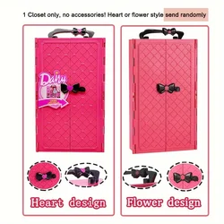 Dollhouse Furniture Doll Wardrobe Plastic Portable Closet Can Collect Doll Clothes And Accessories for Doll Game DIY Kids Toy