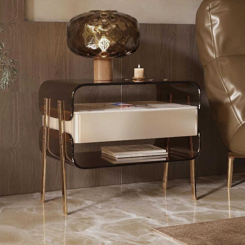 Light luxury bedside table premium Italian minimalist INS acrylic modern minimalist collection