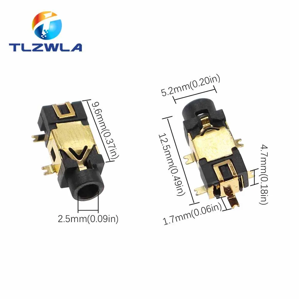 10PCS PJ-209 PJ209 Stereo Jack 2.5MM Golden Female Headphone Socket