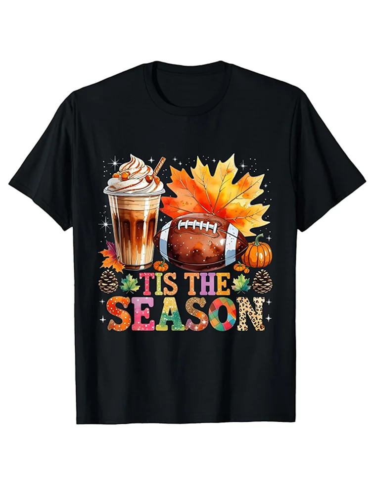 

Футболка Tis The Season Football Coffee Latte Fall Leaves с тыквой WHX 180г