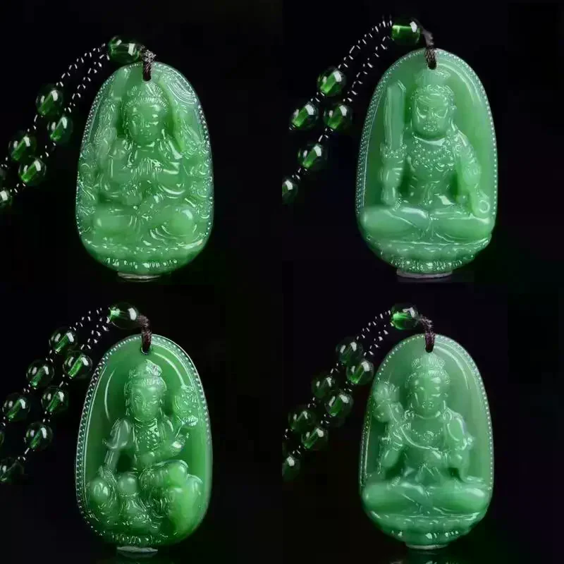 Chinese Lucky Amulet Buddha Necklace Manjushri Bodhisattva Guanyin Pendant For Men Women Long Sweater Chain Gift