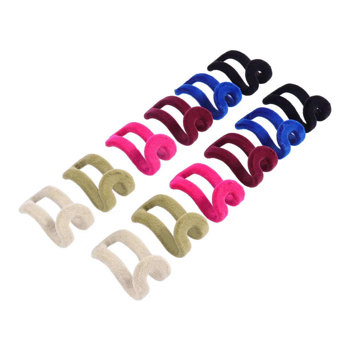 12Pcs Anti-Slip Mini Clothes Hanger Hooks Flocking Coated Hard Plastic Compact Space Saving Rack Connector for Closet Storage