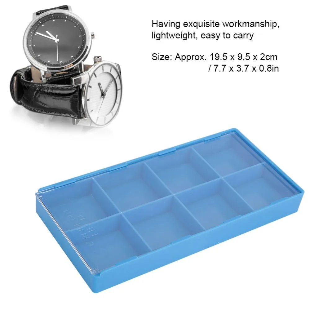 Portable 8 Grid Watch Parts Storage Box Plastic Material Watch Parts Organizer Plastic Storage Tray Watchmaker Repairing