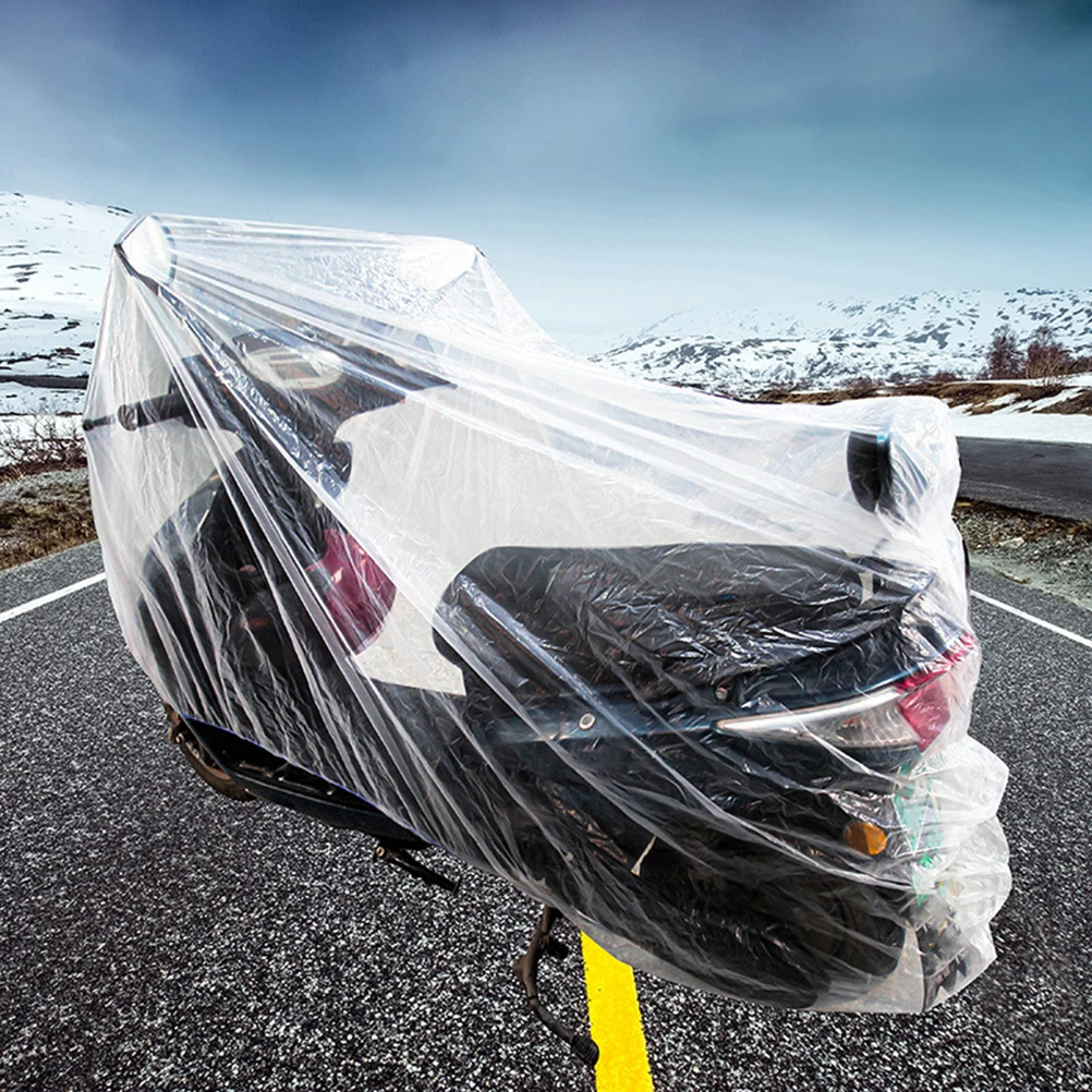 

4pcs Disposable Waterproof Motorcycle Cover Bike Protective Cover Clear PE Material Outdoor Storage Anti Rain Dust Proof