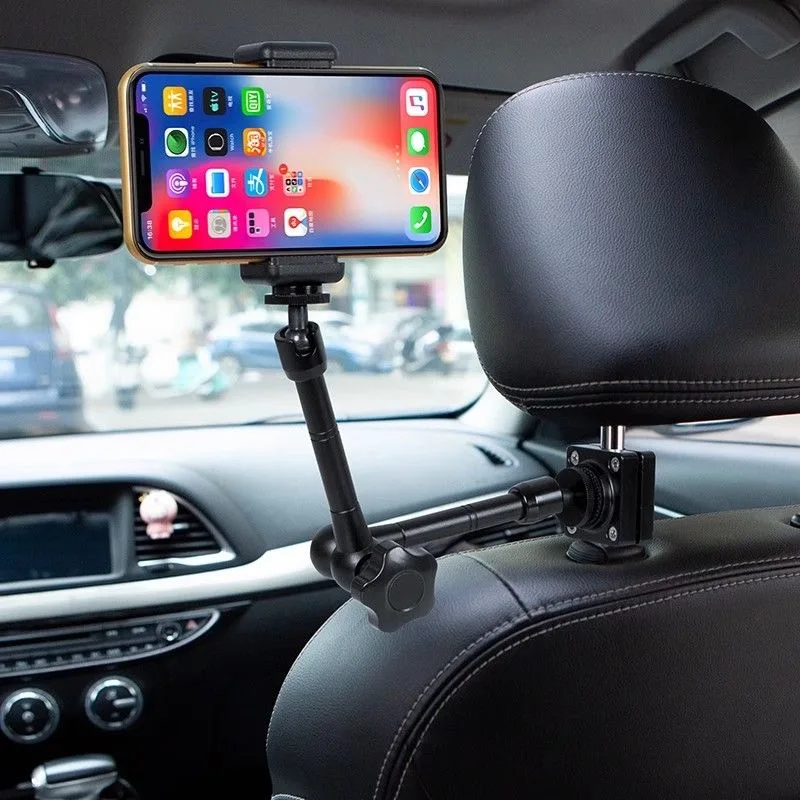 

Car rear seat headrest mobile phone holder universal cantilever car interior first view camera holder