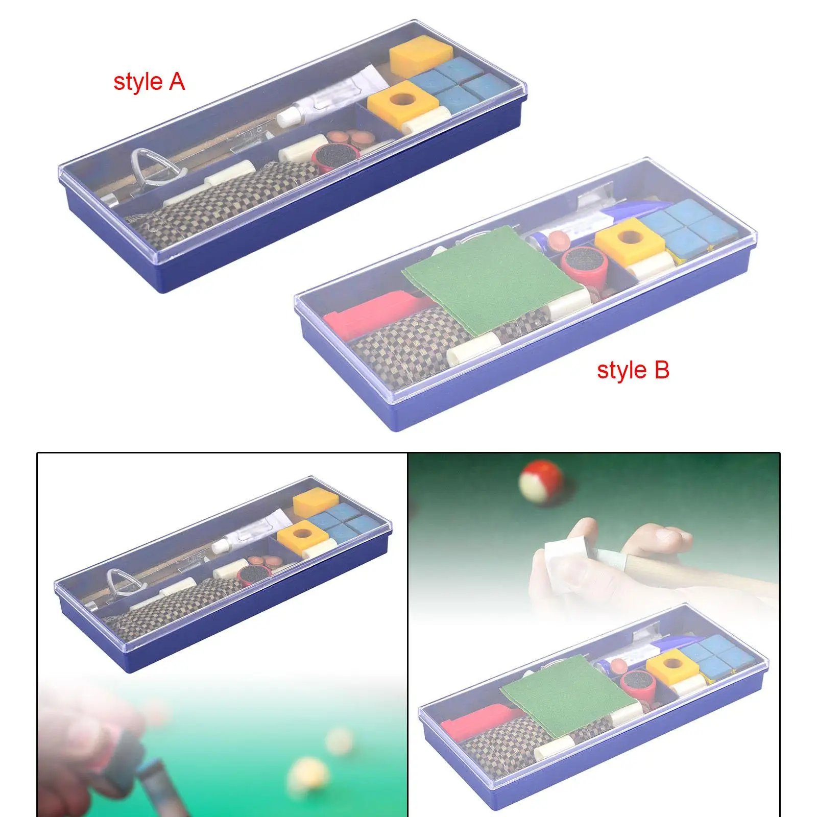 

Billiard Cue Repair Kit with Tip Sander Clamps and Storage Box Multifunctional Pool Cue Tools for Snooker Players