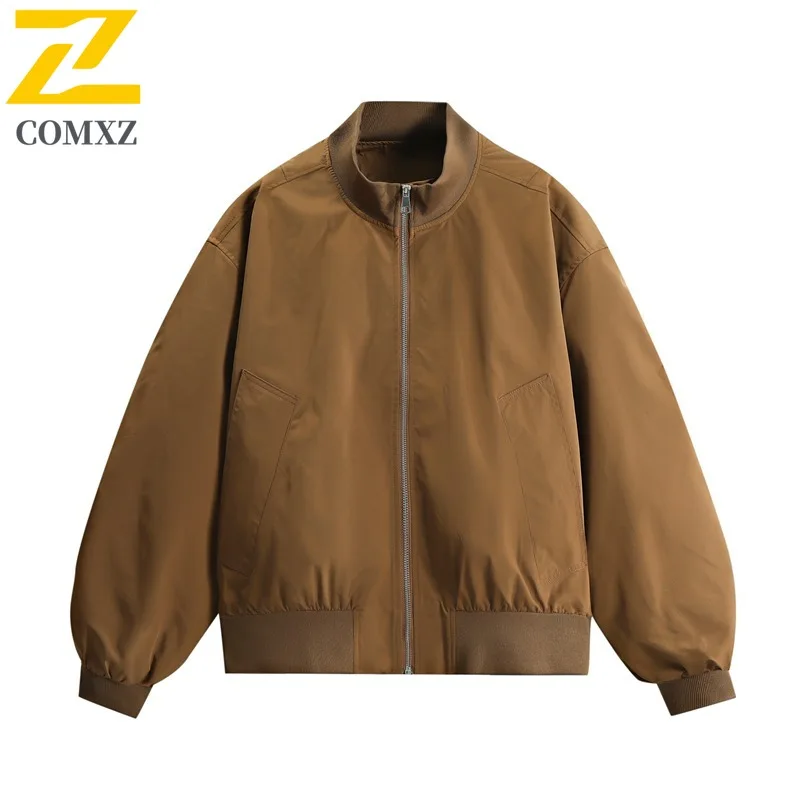 

COMXZ Casual Stand Collar Men Jacket Outdoor Climbing Wind Resistant Motorcycle Coat Everyday Wear Cozy Light Autumn Outerwear