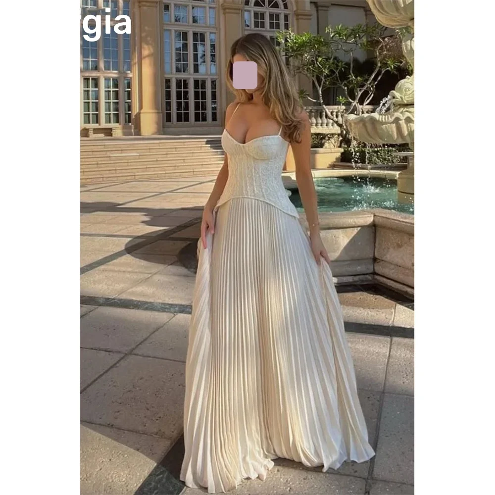 Vestidos de noche personalizados, corte en A, escote en forma de corazón, vestidos para ocasiones formales, sin mangas, con cremallera, vestidos de graduación hasta el suelo, volantes, nacimiento