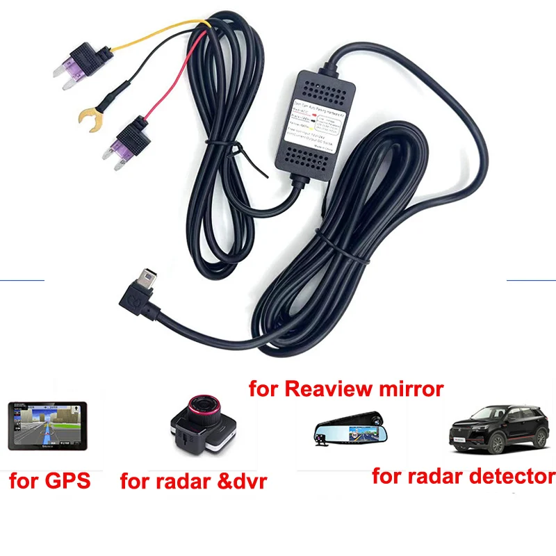 

3 Ｃhip Port Mini USB 2.0 OBD Buck Line 24 Hours Parking Monitoring Continuous Power Supply For Car DVR Camera 3m Cable Length