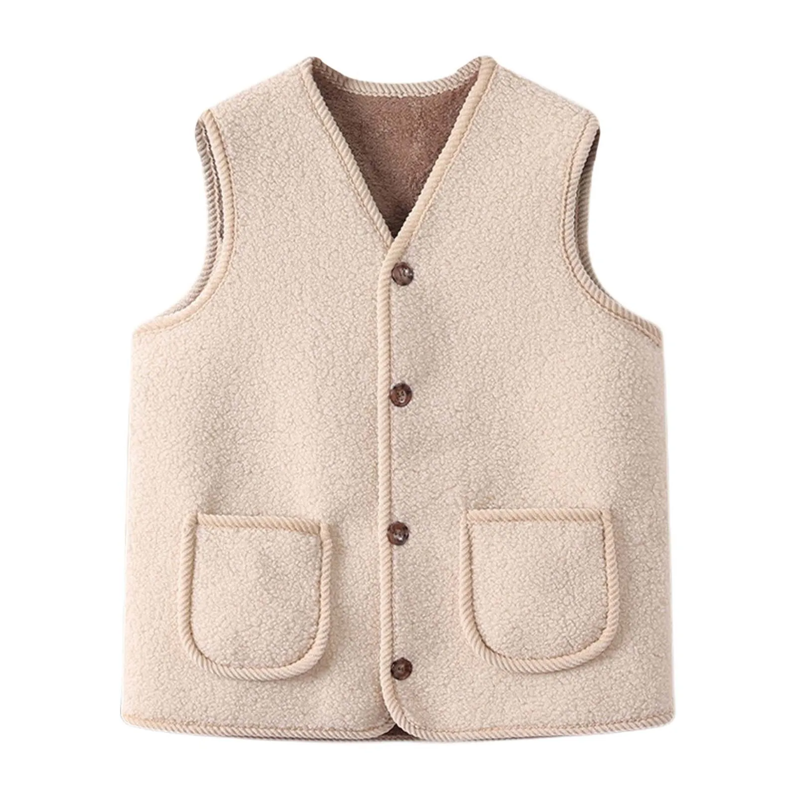 Men's Warm Lamb Wool Fleece Vest Thickened Sleeveless Cardigan For Autumn Winter V-neck Warm Home Bottom Vest Coat Clothing