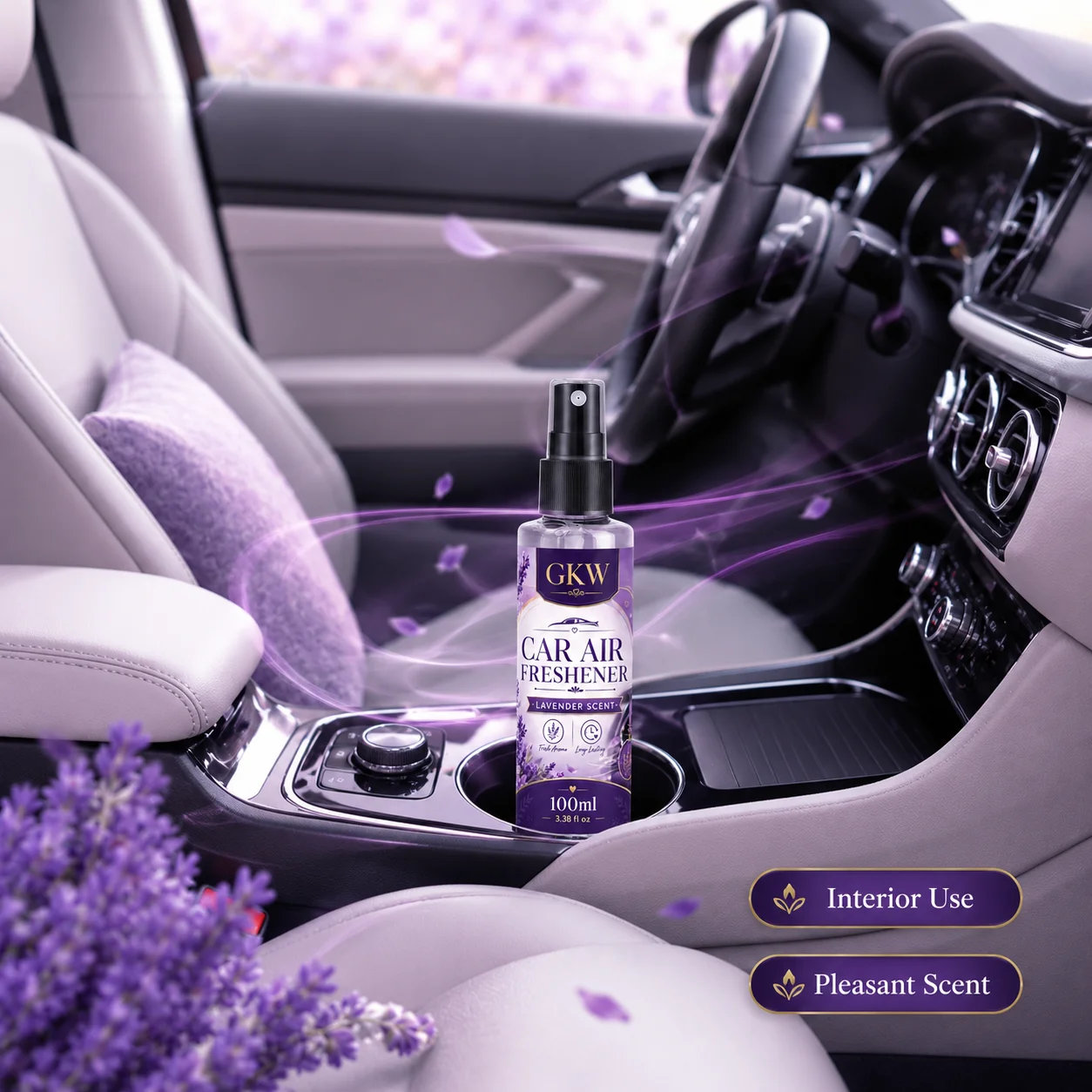 Soothing Lavender-Scented Car Fragrance, New Car Deodorizer, Air Purifier, Long-Lasting Fragrance, Interior Freshener view 3
