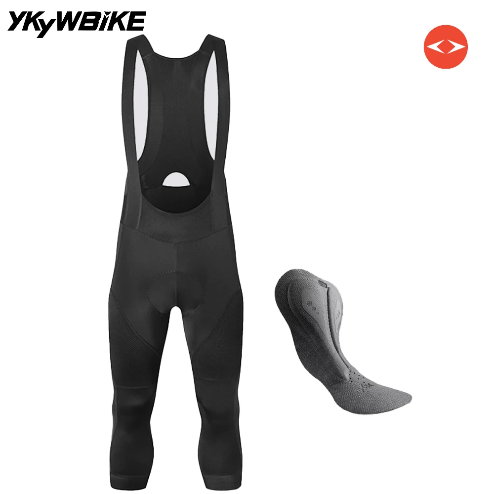 YKYW Herren Sommer 3/4 Radfahren Trägerhose Dunkelblau Kaffee Dunkelgrau Fahrradstrumpfhose Hose Sport MTB Bike Shorts 4-Stunden-Fahrt gepolstert – Detail 20