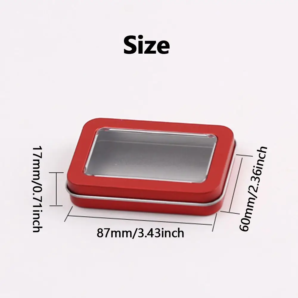 1 Pcs Rectangular Empty Mini Tin Box Tinplate Candy Pill Cases Bins Small Organizer Storage Box with Clear Window Top