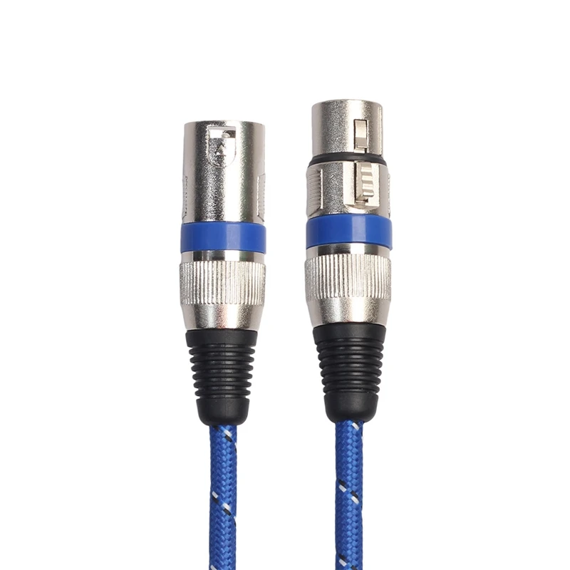 AU61-Nylon Braided Double Shielded XLR Male To Female Large 3-Core For Microphone Canon Audio Cable,1 Meter