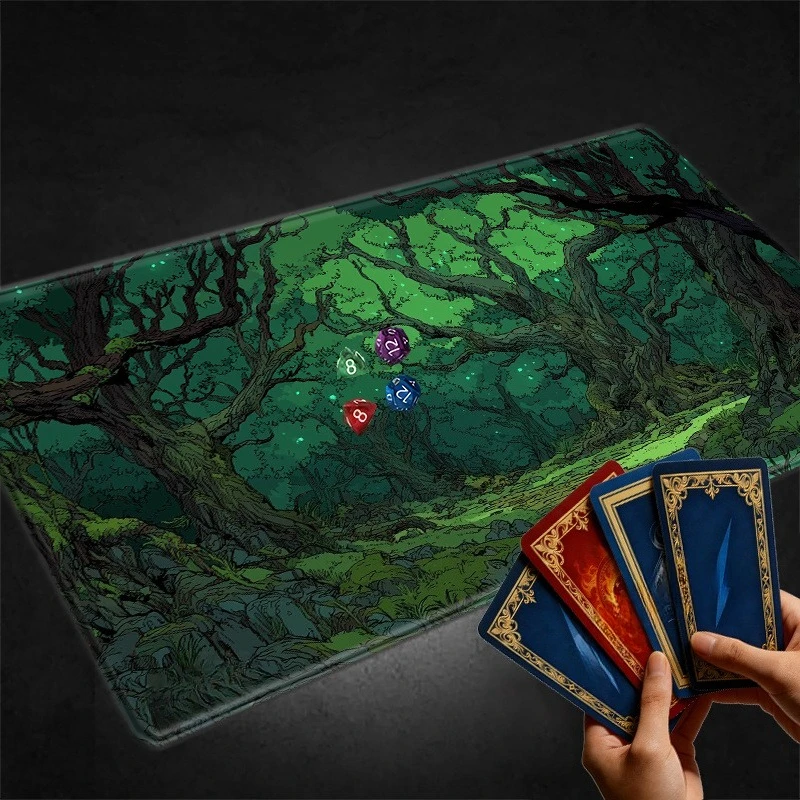 Magic Forest Twilight Cartoon Art Style Game Mat 14x24 inches Suitable for CCG/TCG Collectible Card Game Table Mats Magical Gift