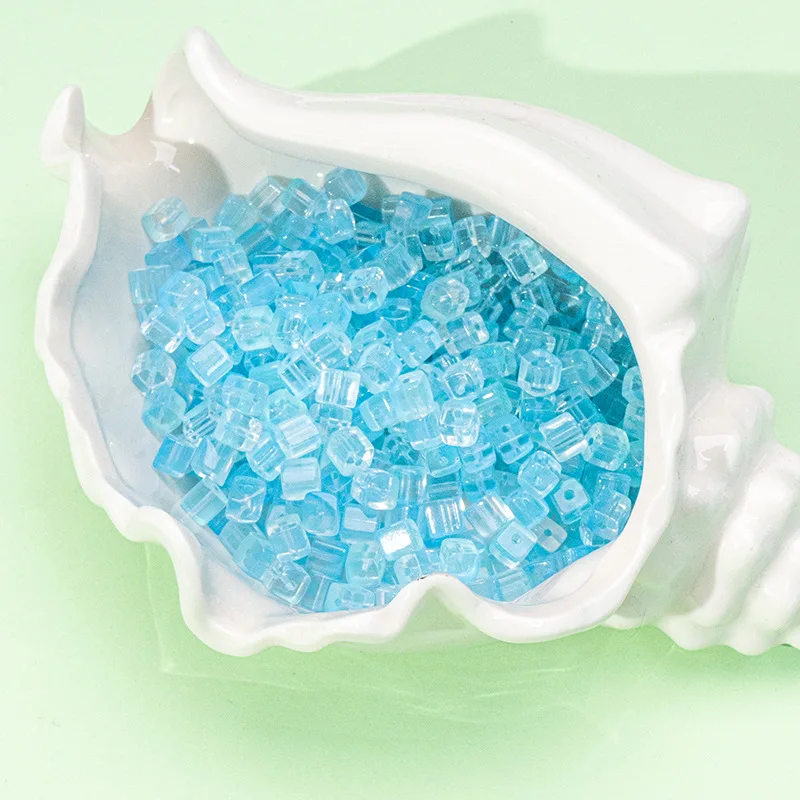 50 قطعة 7 مللي متر الزجاج DIY الخرز سيمفونية التغيير التدريجي المواد اليدوية السكر مكعب الأرز الخرز صنع سوار مجوهرات اكسسوارات