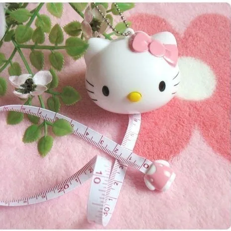 Kawaii Hello Kitty keychain Tape Measure Sanrio Student Girl Heart Measurement Bust Waist Hips Soft Measuring Telescopic Ruler