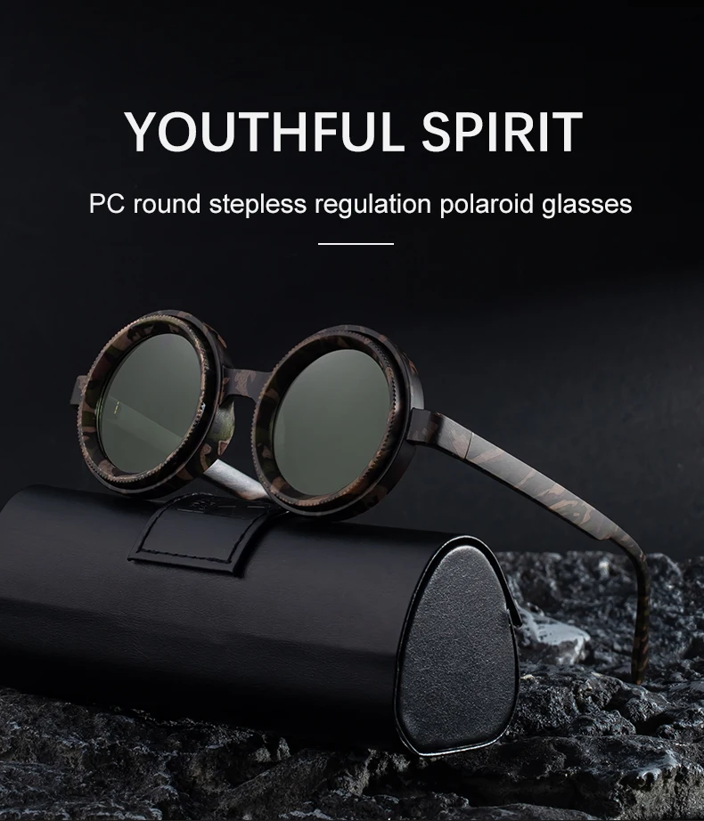 Polarisierte Kleine Rahmen Runde Steampunk ND9 Einstellbare Dimmen Sonnenbrille Männer Licht-Reduzierung Sonnenbrille Für Angeln Fahren UV400 – Detail 1