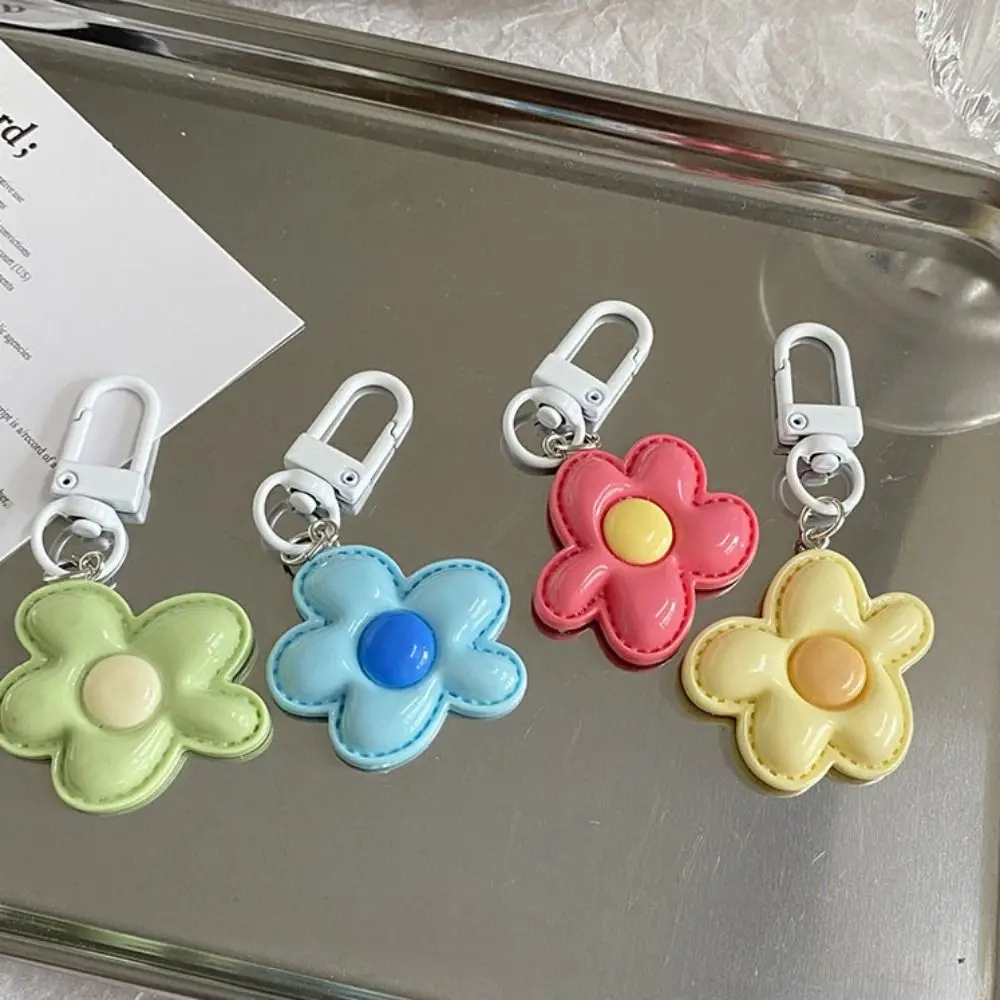 Fashion Korean Style Flower Keychain Cute Mini Resin Floral Keyring Kawaii Colorful Bloom Pendant Girls