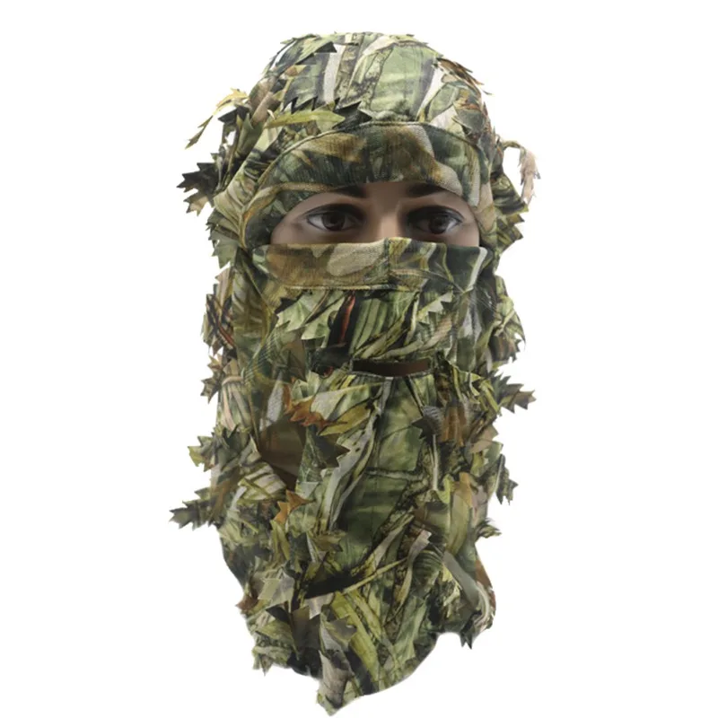 Maple Leaf Style Camouflage Face Mask Hunting Hood Cap Head Net Eyehole Opening Scarf Hunting Ghillie Suit Accessories