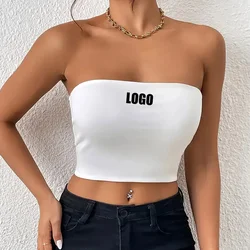 Custom LOGO women's clothing 2024 popular sexy open-button tube top integrated vest, breast-wrapped top