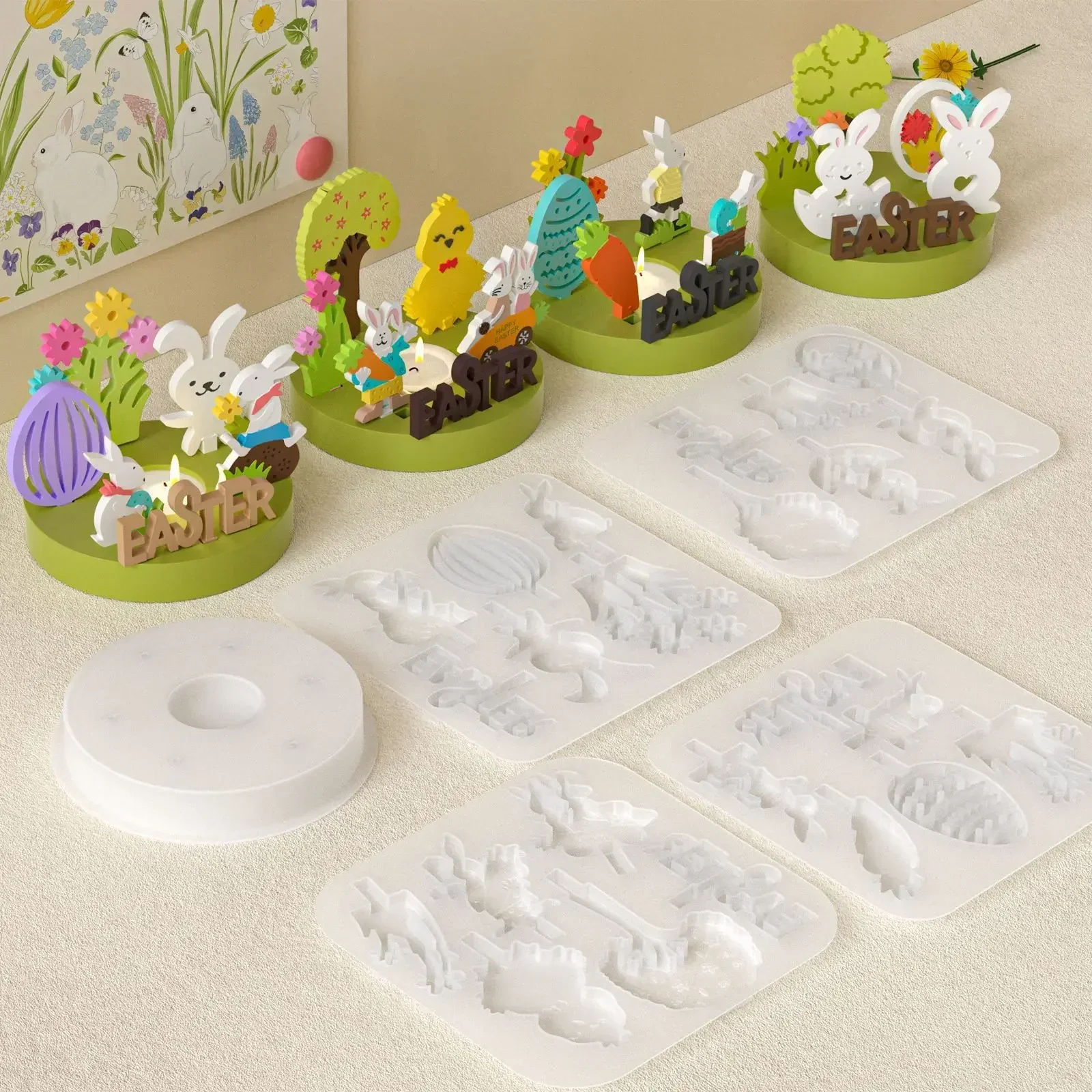2026-High-quality Ornament Silicone Insert Mold, White DIY Craft Mold for Home Decor & Spring Celebration