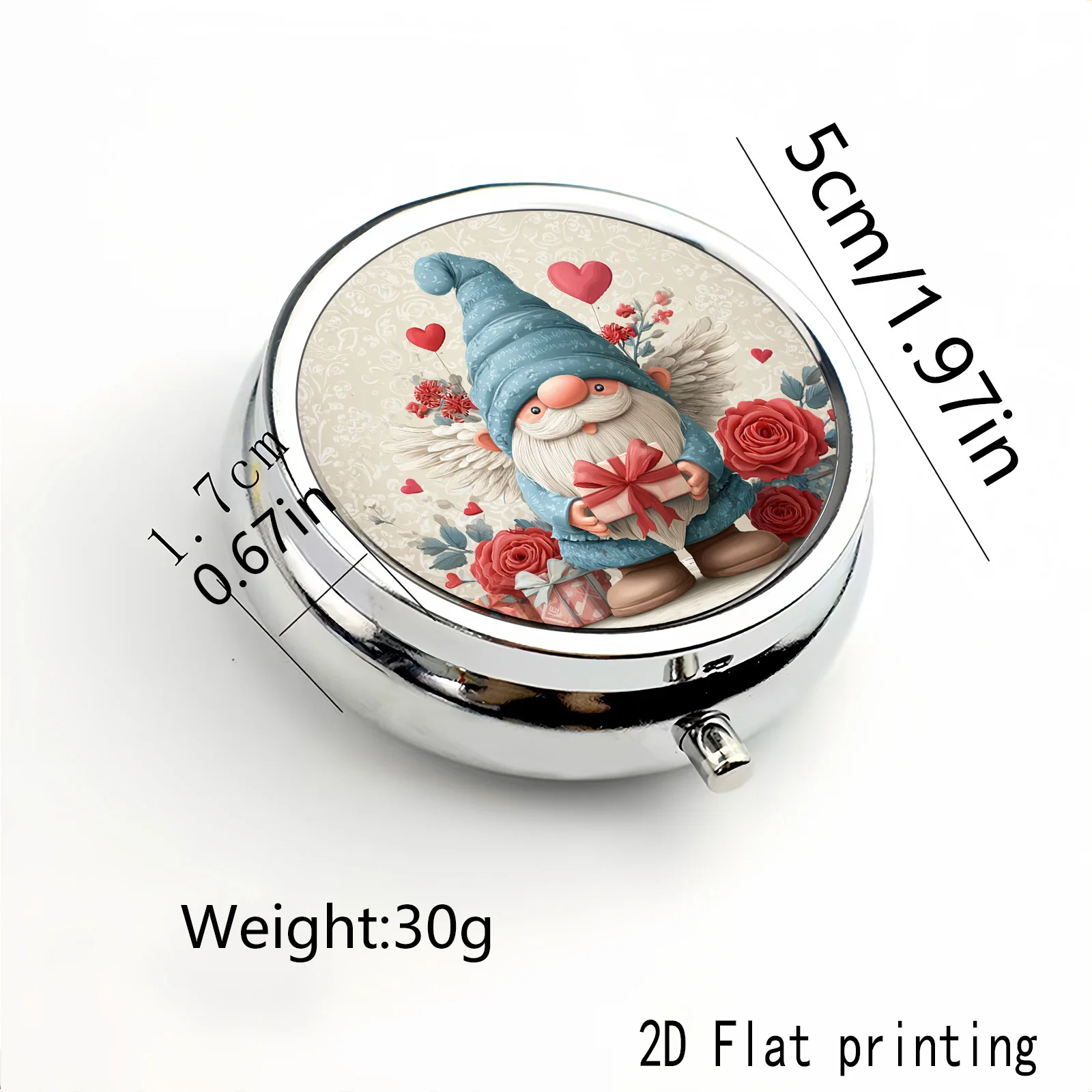Red Rose Heart Pattern, Two Square Compartments, Three Round Compartments, Two Small Medicine Boxes, Portable Medicine Storage, Small Jewelry Storage, Suitable for Handbags or Travel, Warm and Playful Gifts, Souvenirs, Prizes, Small Gifts