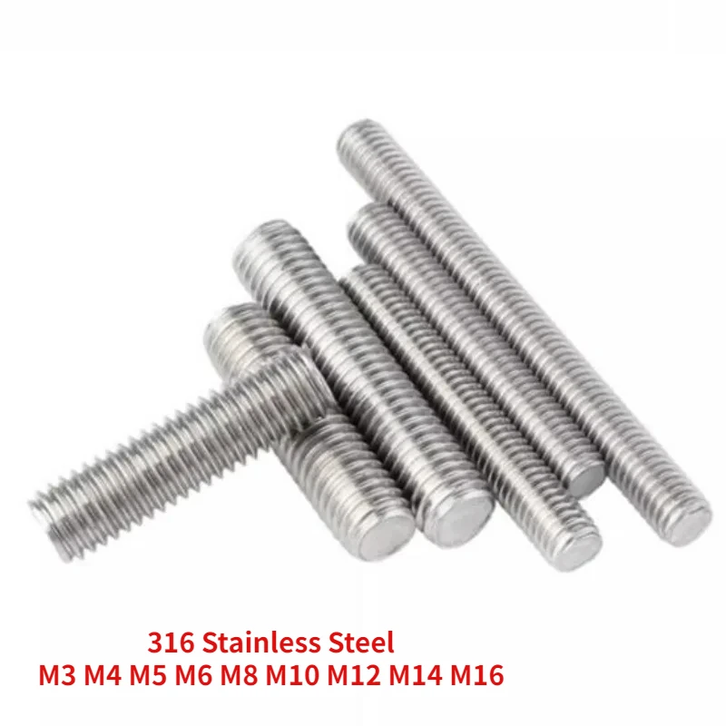 M3 M4 M5 M6 M8 M10 M12 M14 M16 316 Stainless Steel Full Thread Bar Bolt Wire Threaded Rod Stud Tooth Stick Length 16mm-90mm