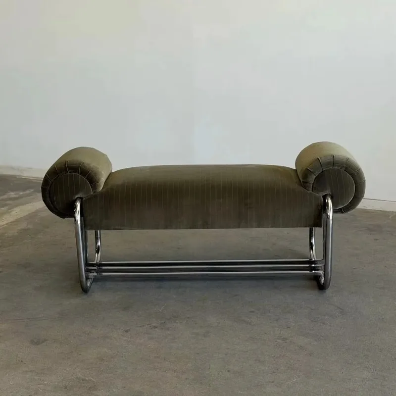 Modern design olive green vertical flannel bench simple