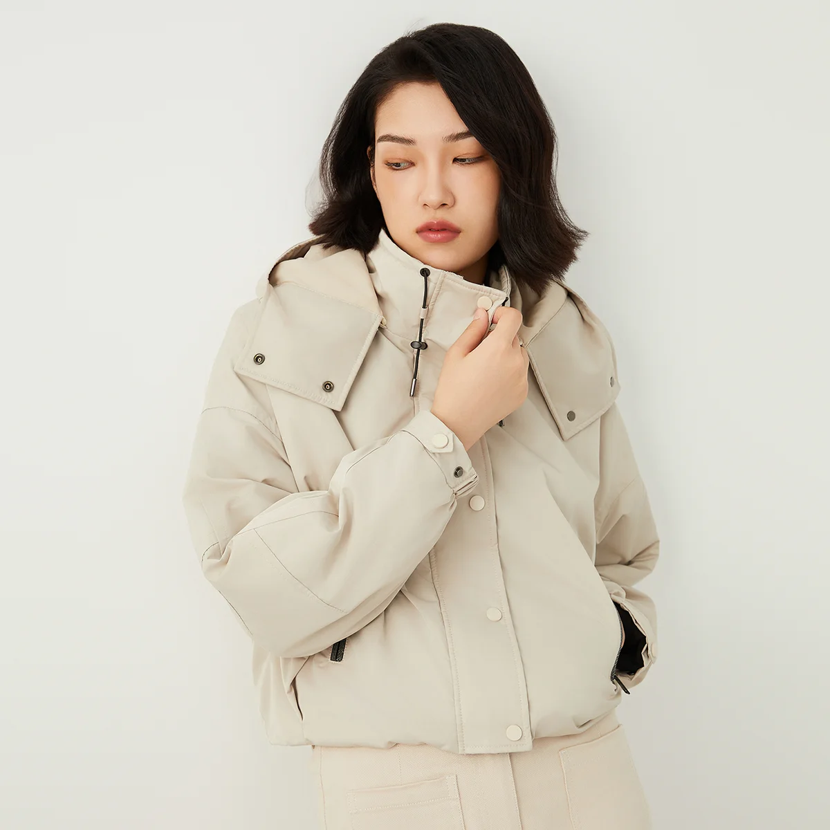 

K2605W Luxury Women's Thick Hooded Jacket High Quality Short Hooded Coat for Fall Winter Seasonal Fashion Outerwear