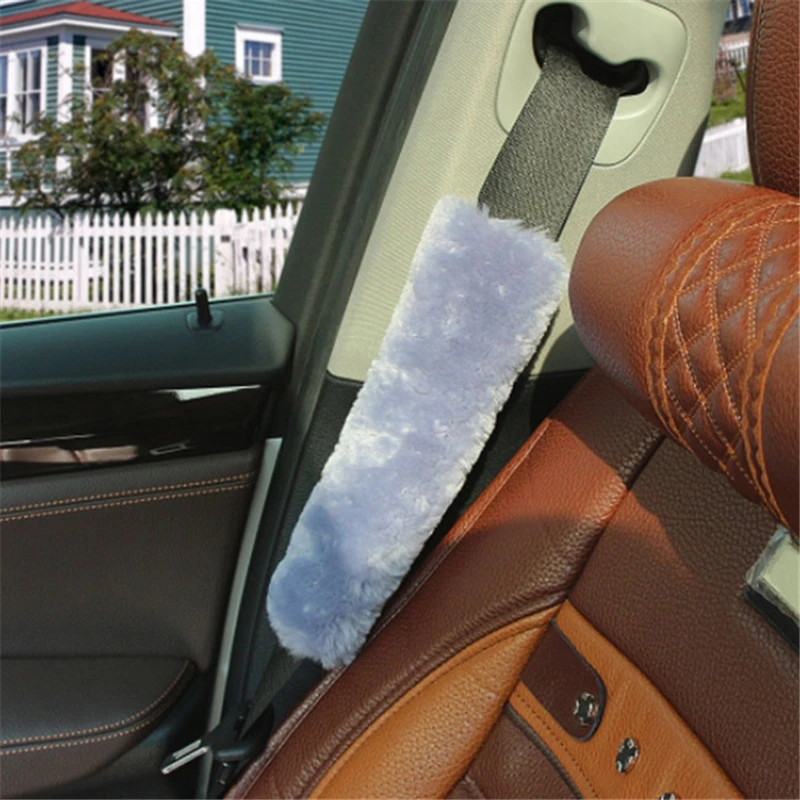 2pcs Soft Car Seatbelt Cover Sheepskin Seat Belt Pillow Pad Seat belt Safety Strap Cover Shoulder Pads For Bag Car Accessories