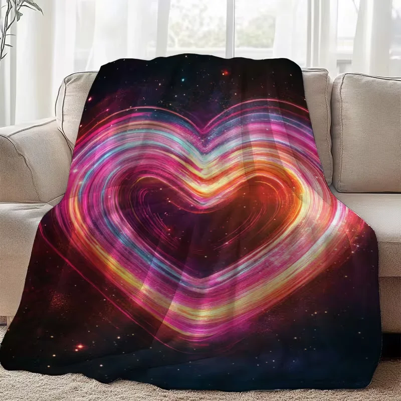 Red Background Line Drawing Heart Throw Blanket Soft Warm Blanket For Bedroom Couch Valentines Wedding Decor