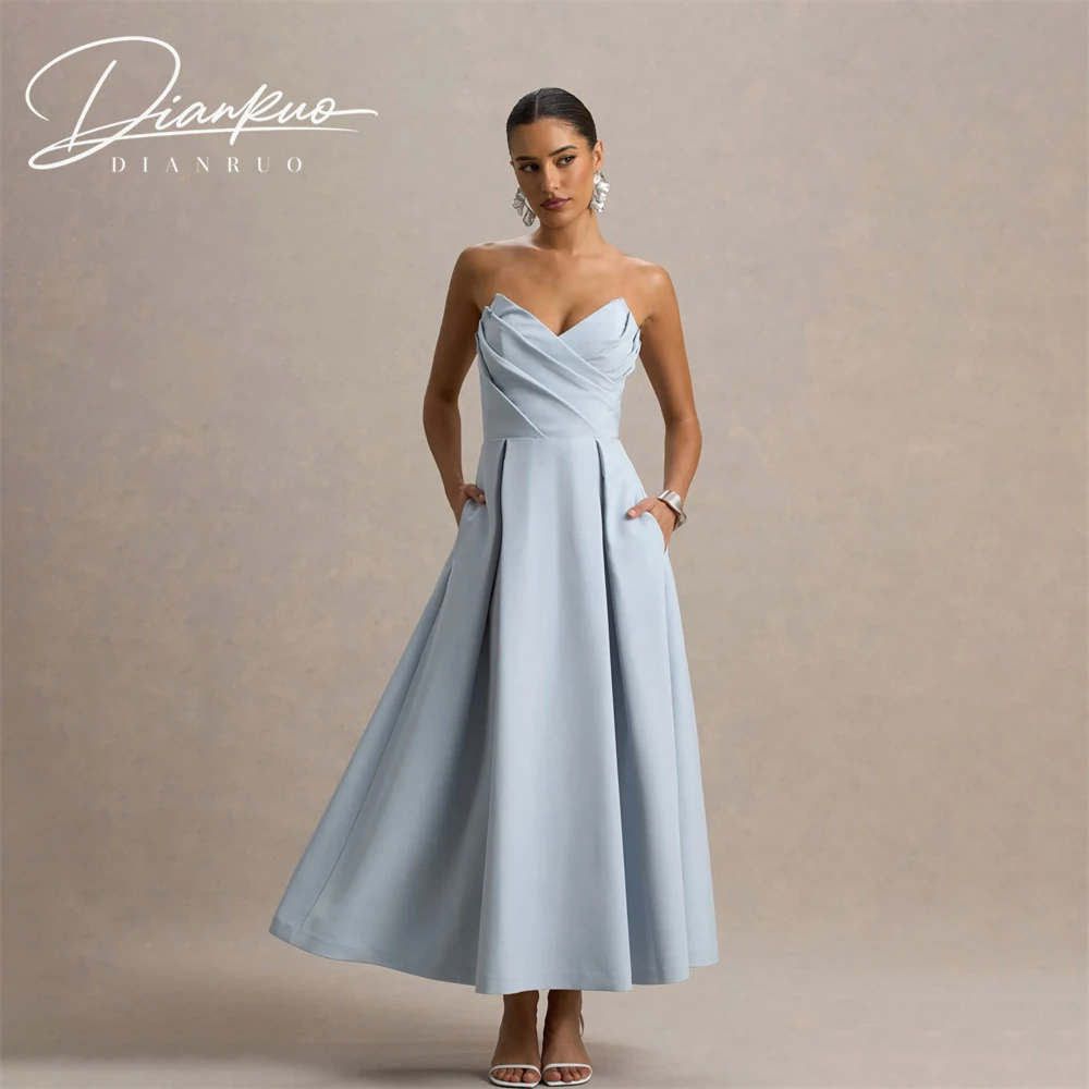 

Modern Style V-Neck Prom Dress 2026 Women Sleeveless A-Line Evening Dresses Ankle-Length Open Back Pleat Party Gown Customized