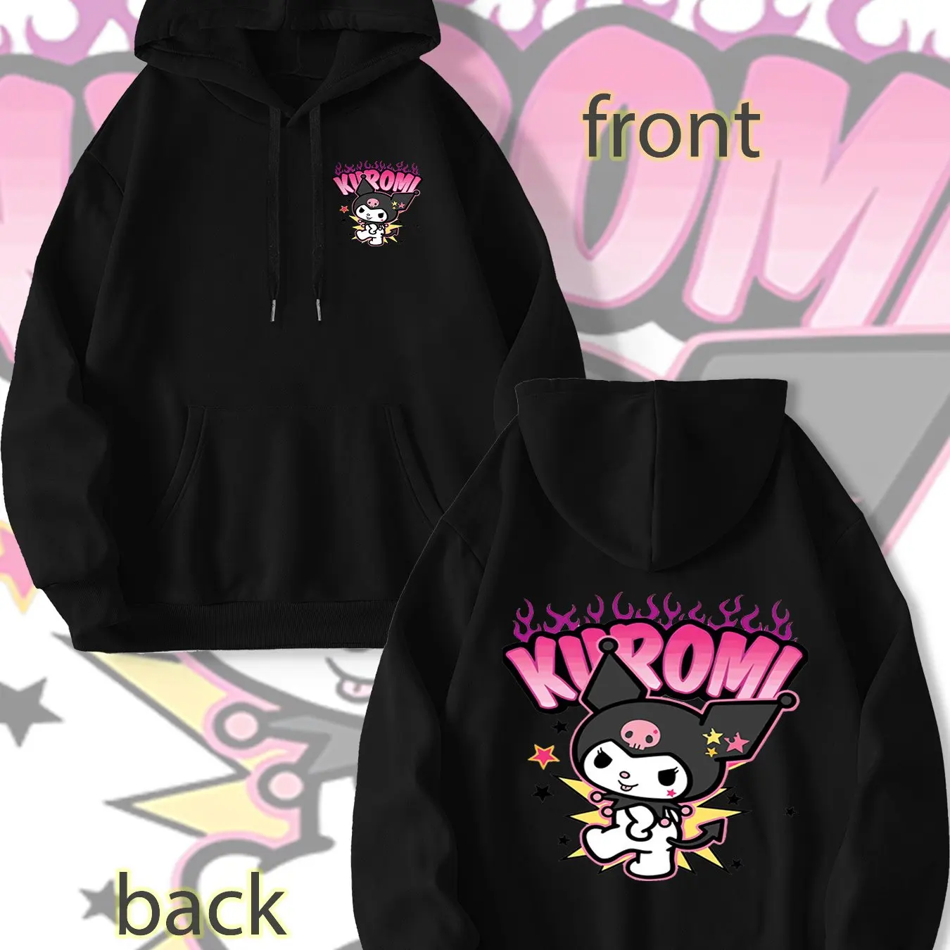 Sanrio Kuromi – sweat à capuche imprimé Double face, pull décontracté unisexe, adapté aux loisirs de plein air au printemps/automne
